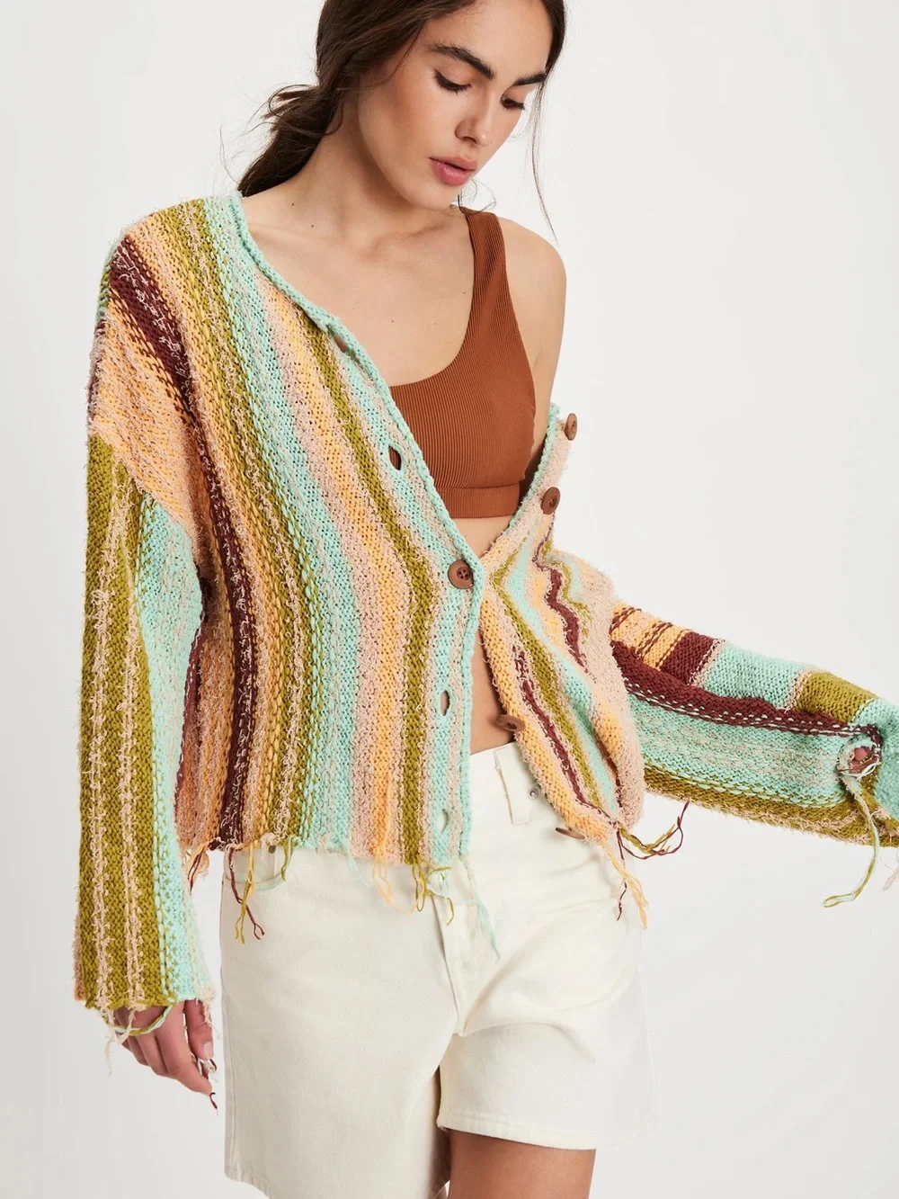 Free People Baja Cardi-Brandy Brook Combo